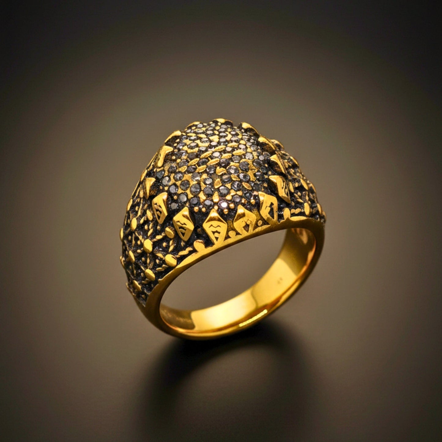 Royal Series - GOLDEN HIVE RING - Pure Stainless Steel Men’s Gold-Plated Ring – Statement Luxury Jewelry (Size : 17-21-22-26-27) - THE MEN THING