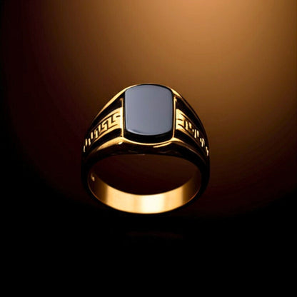 Royal Series - GOLDEN MAZE RING - Pure Stainless Steel Men’s Gold-Plated Ring – Statement Luxury Jewelry (Size : 16-21-26) - THE MEN THING