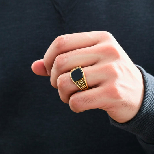 Royal Series - GOLDEN MAZE RING - Pure Stainless Steel Men’s Gold-Plated Ring – Statement Luxury Jewelry (Size : 16-21-26) - THE MEN THING