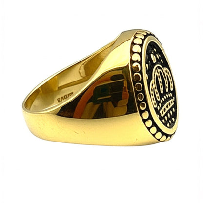 Royal Series - GOLDEN REIGN RING - Pure Stainless Steel Men’s Gold Black-Plated Ring – Statement Luxury Jewelry (Size : 16-19-22-24-26) - THE MEN THING