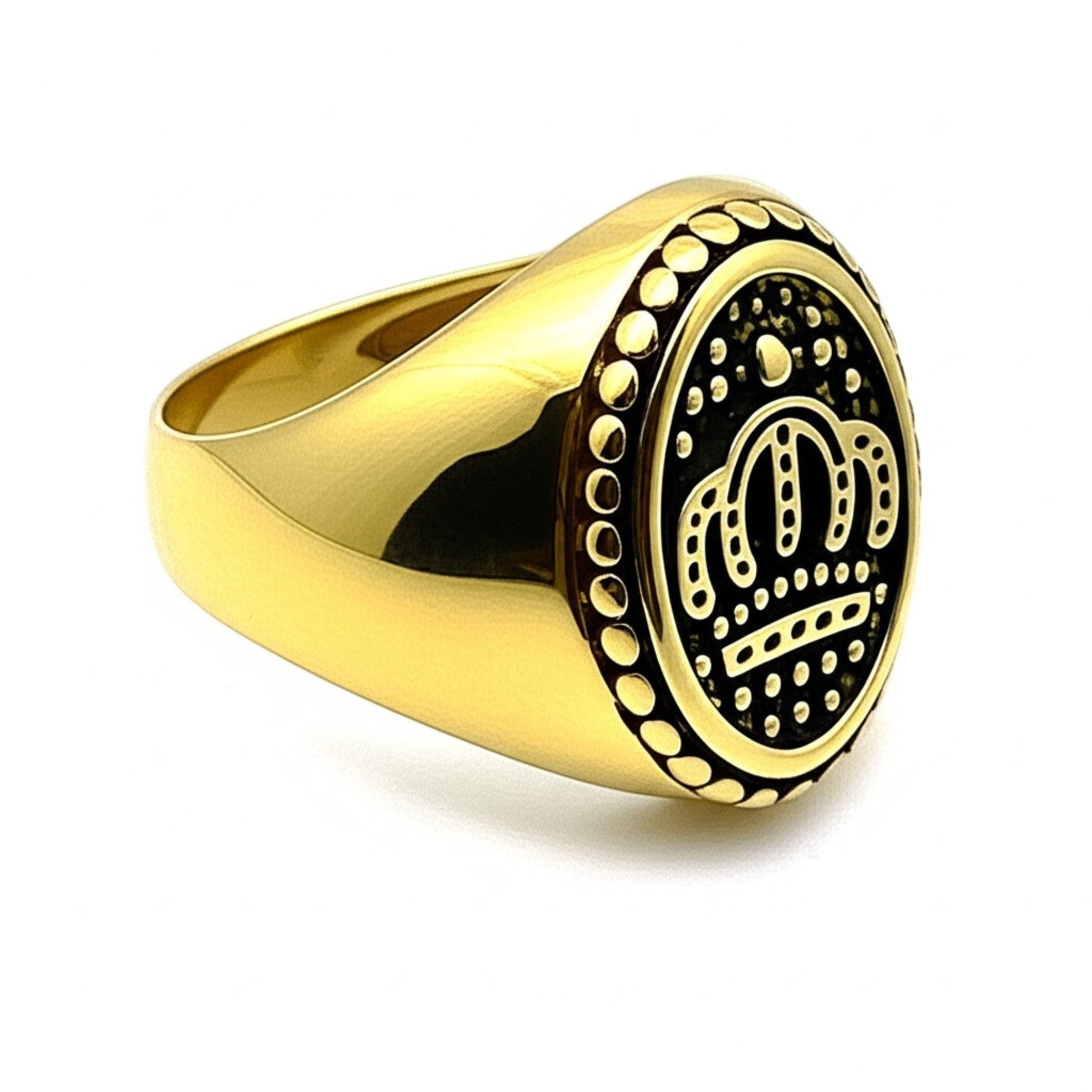 Royal Series - GOLDEN REIGN RING - Pure Stainless Steel Men’s Gold Black-Plated Ring – Statement Luxury Jewelry (Size : 16-19-22-24-26) - THE MEN THING