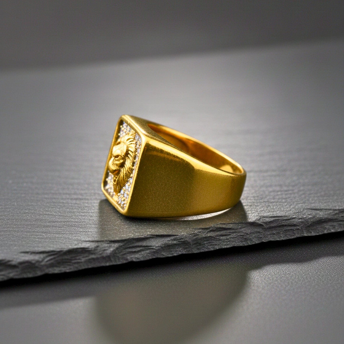 Royal Series - GOLDEN ROAR RING - Pure Stainless Steel Men’s Gold-Plated Ring – Statement Luxury Jewelry (Size : 16-18-21-25-27-30) - THE MEN THING
