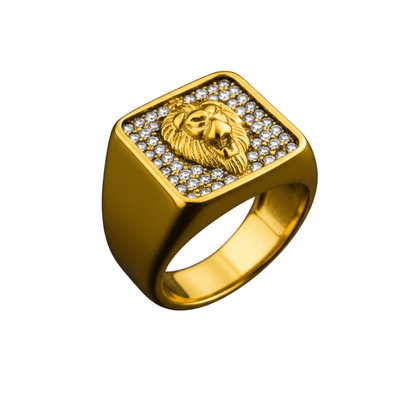 Royal Series - GOLDEN ROAR RING - Pure Stainless Steel Men’s Gold-Plated Ring – Statement Luxury Jewelry (Size : 16-18-21-25-27-30) - THE MEN THING