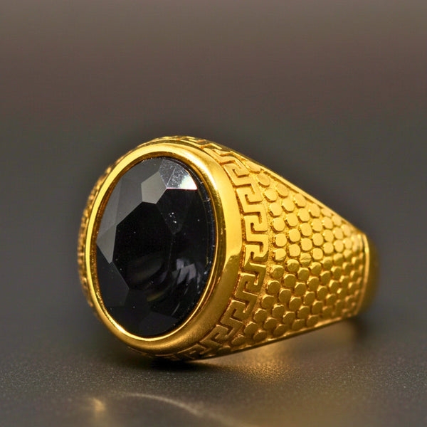 Royal Series - GOLDEN SERPENT RING - Pure Stainless Steel Men’s Gold-Plated Ring – Statement Luxury Jewelry (Size : 15-18-21-24-27-30)