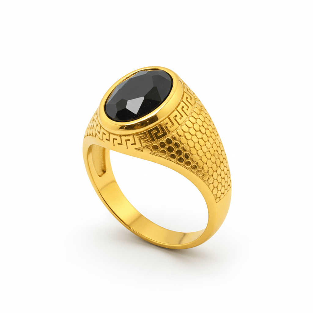 Royal Series - GOLDEN SERPENT RING - Pure Stainless Steel Men’s Gold-Plated Ring – Statement Luxury Jewelry (Size : 15-18-21-24-27-30) - THE MEN THING