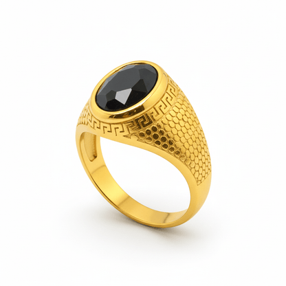 Royal Series - GOLDEN SERPENT RING - Pure Stainless Steel Men’s Gold-Plated Ring – Statement Luxury Jewelry (Size : 15-18-21-24-27-30) - THE MEN THING