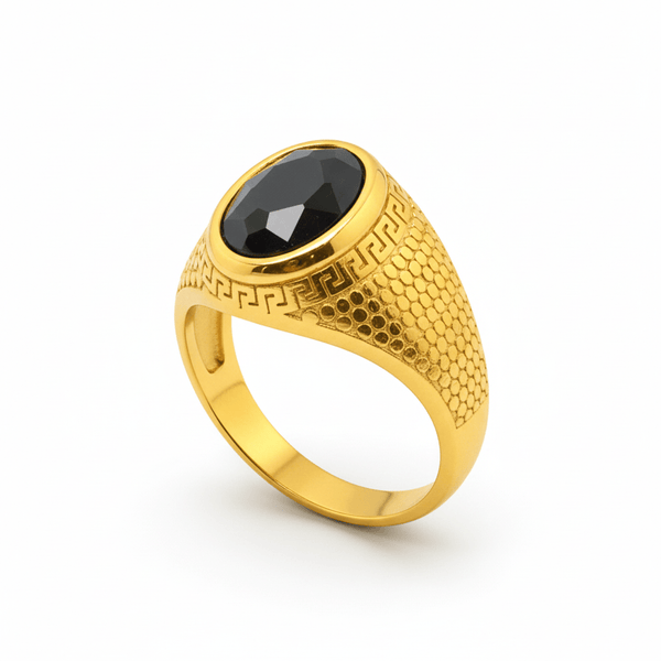 Royal Series - GOLDEN SERPENT RING - Pure Stainless Steel Men’s Gold-Plated Ring – Statement Luxury Jewelry (Size : 15-18-21-24-27-30)