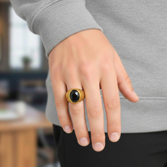 Royal Series - GOLDEN SERPENT RING - Pure Stainless Steel Men’s Gold-Plated Ring – Statement Luxury Jewelry (Size : 15-18-21-24-27-30) - THE MEN THING