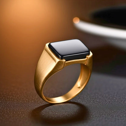 Royal Series - GOLDEN SPECTER RING - Pure Stainless Steel Men’s Steel-Plated Ring – Statement Luxury Jewelry (Size : 16-19-22) - THE MEN THING