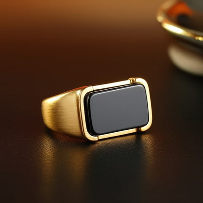 Royal Series - GOLDEN SPECTER RING - Pure Stainless Steel Men’s Steel-Plated Ring – Statement Luxury Jewelry (Size : 16-19-22) - THE MEN THING