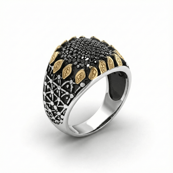 Royal Series - GOLDEN VORTEX RING - Pure Stainless Steel Men’s Steel-Gold-Plated Ring – Statement Luxury Jewelry (Size : 19-22-24-27)