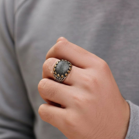 Royal Series - GOLDEN VORTEX RING - Pure Stainless Steel Men’s Steel-Gold-Plated Ring – Statement Luxury Jewelry (Size : 19-22-24-27) - THE MEN THING