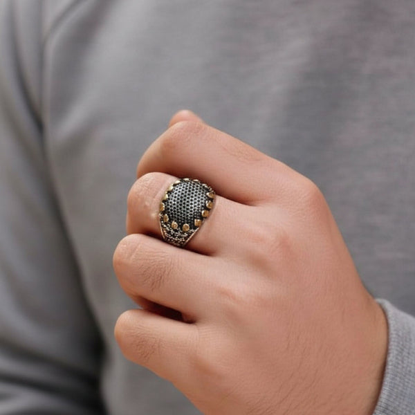 Royal Series - GOLDEN VORTEX RING - Pure Stainless Steel Men’s Steel-Gold-Plated Ring – Statement Luxury Jewelry (Size : 19-22-24-27)