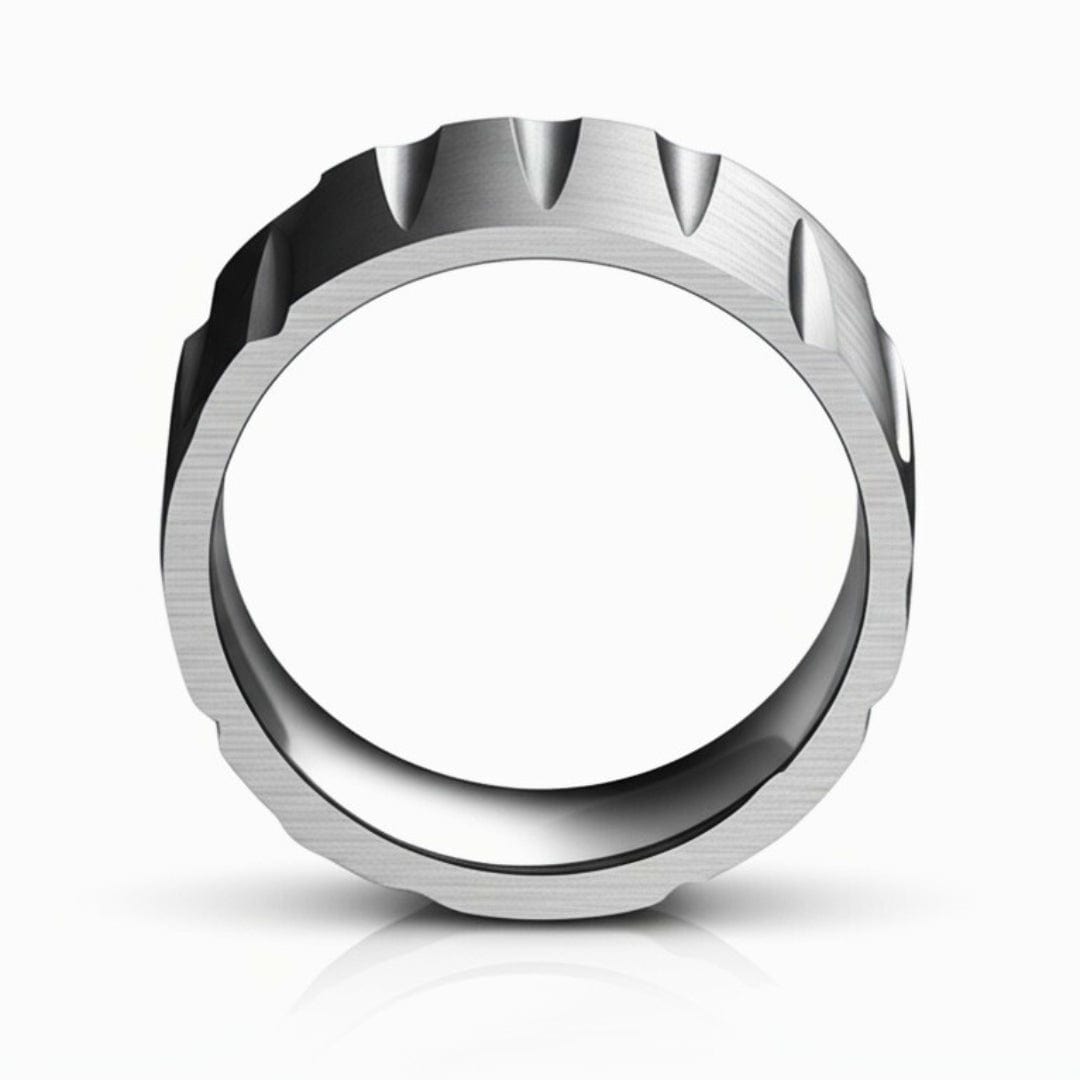Royal Series - GRAVIX EDGE RING - Pure Stainless Steel Men’s Steel-Plated Ring – Statement Luxury Jewelry (Size : 17-19-22-24-27) - THE MEN THING
