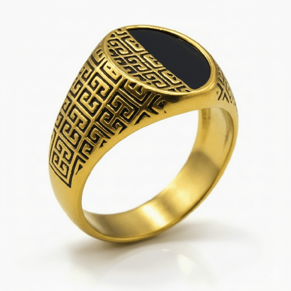 Royal Series - HELIOS DIVIDE RING - Pure Stainless Steel Men’s Gold-Plated Ring – Statement Luxury Jewelry (Size : 17-19-22-27) - THE MEN THING