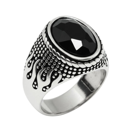Royal Series - HELLFIRE OBSIDIAN RING - Pure Stainless Steel Men’s Steel-Plated Ring – Statement Luxury Jewelry (Size : 15-19-22-25-27-30) - THE MEN THING