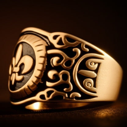 Royal Series - HERALD RING - Pure Stainless Steel Men’s Gold-Plated Ring – Statement Luxury Jewelry (Size : 19-21-24) - THE MEN THING