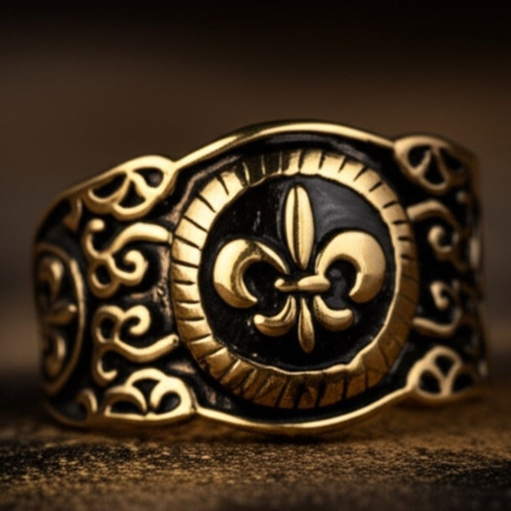 Royal Series - HERALD RING - Pure Stainless Steel Men’s Gold-Plated Ring – Statement Luxury Jewelry (Size : 19-21-24) - THE MEN THING