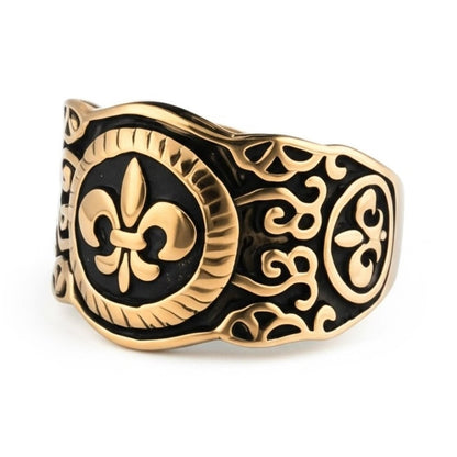 Royal Series - HERALD RING - Pure Stainless Steel Men’s Gold-Plated Ring – Statement Luxury Jewelry (Size : 19-21-24) - THE MEN THING