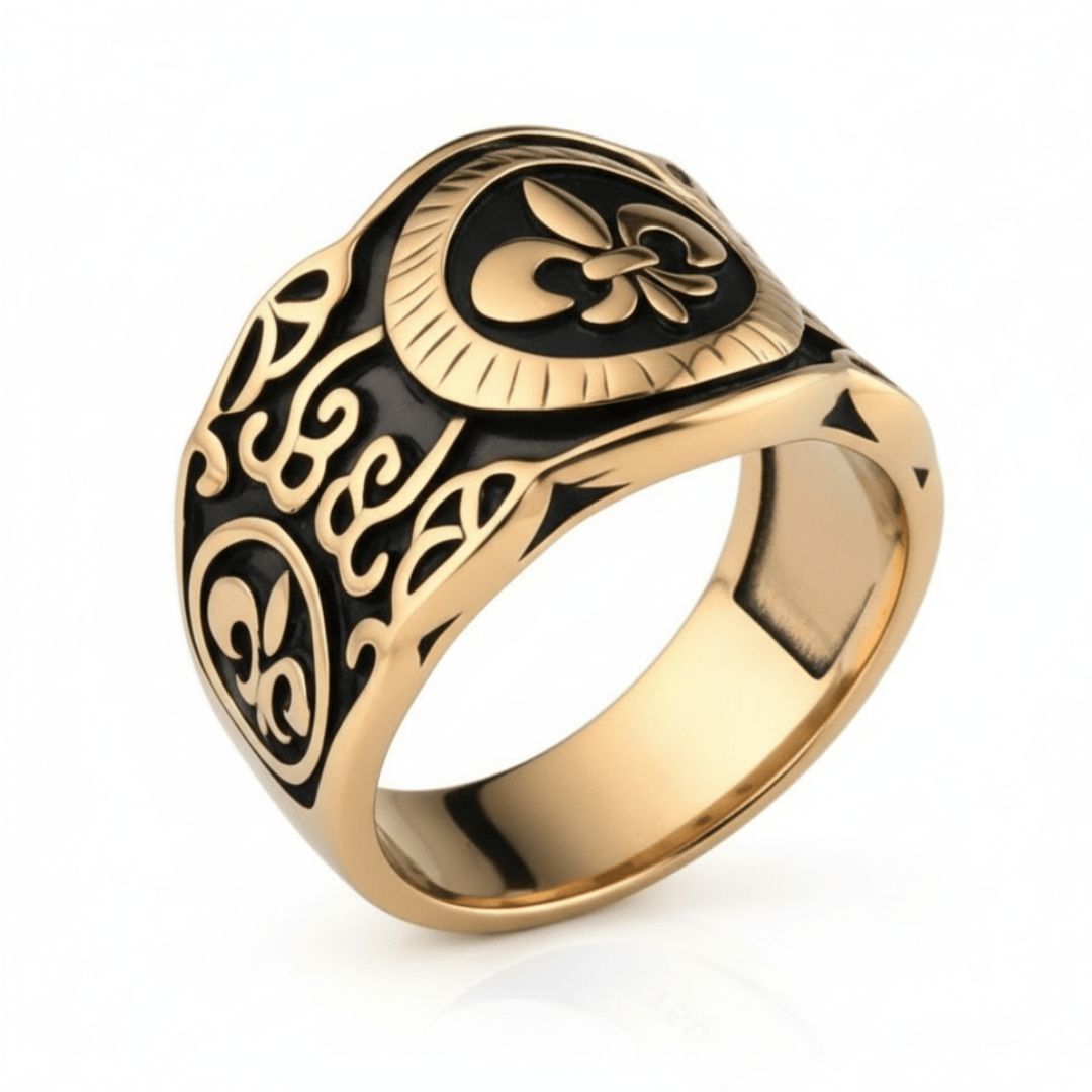 Royal Series - HERALD RING - Pure Stainless Steel Men’s Gold-Plated Ring – Statement Luxury Jewelry (Size : 19-21-24) - THE MEN THING