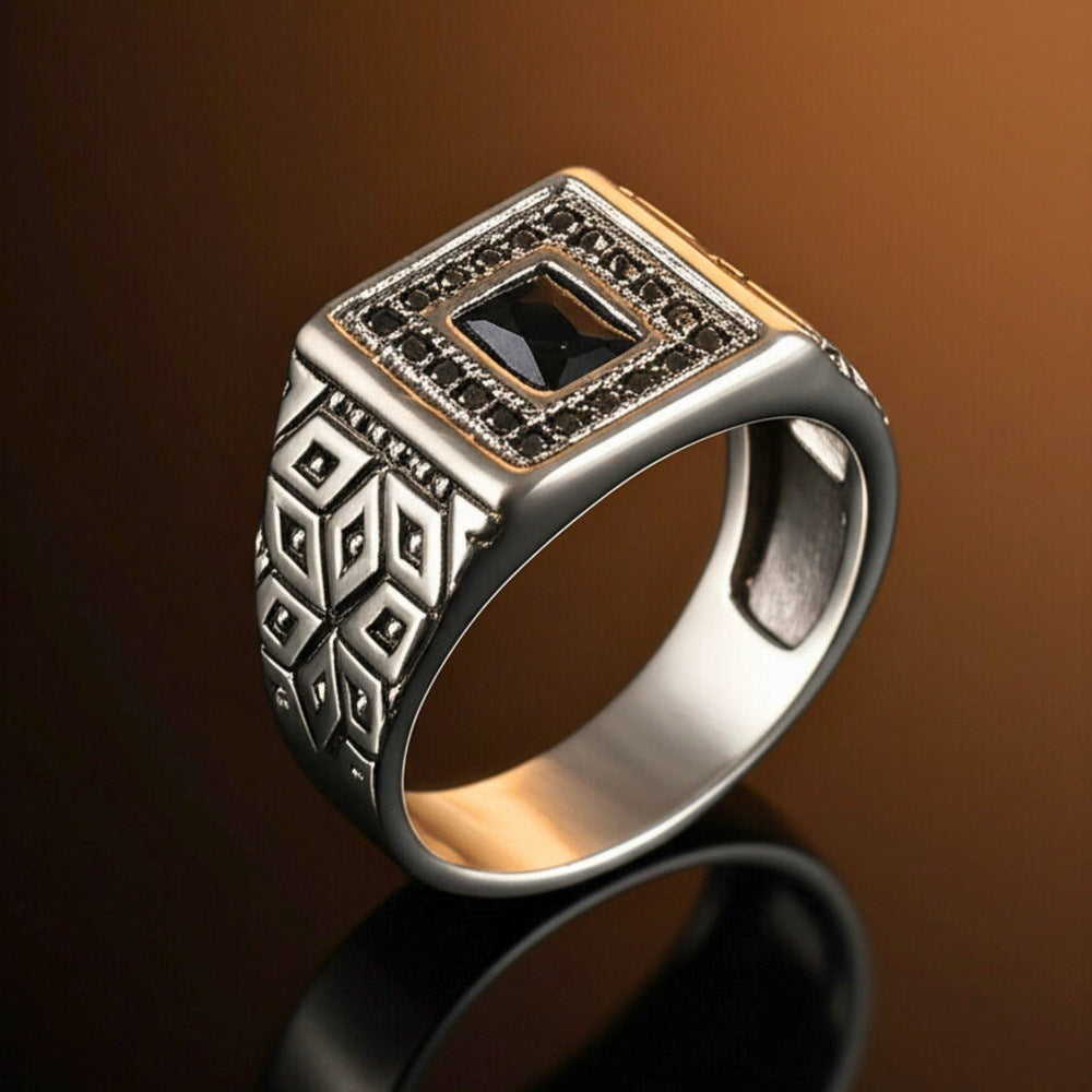 Royal Series - HEXACORE RING - Pure Stainless Steel Men’s Steel-Plated Ring – Statement Luxury Jewelry (Size : 19-22-25) - THE MEN THING