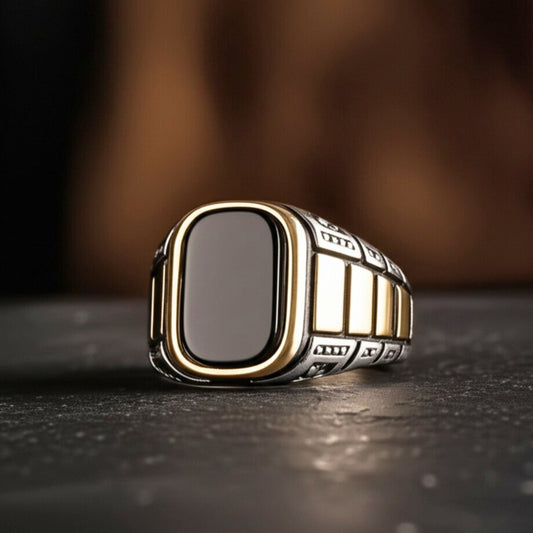 Royal Series - IMPERIUM LEGION RING - Pure Stainless Steel Men’s Steel-Gold-Plated Ring – Statement Luxury Jewelry (Size : 17-22-27) - THE MEN THING