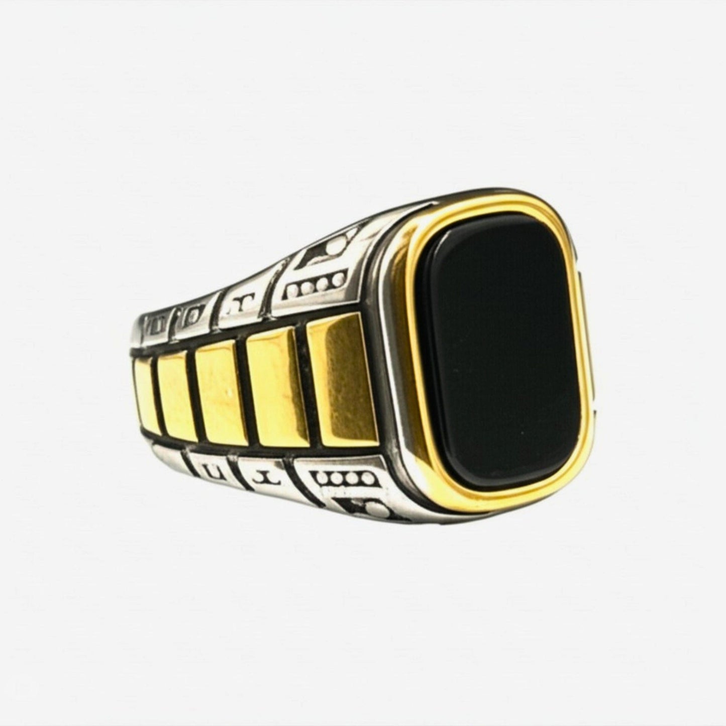 Royal Series - IMPERIUM LEGION RING - Pure Stainless Steel Men’s Steel-Gold-Plated Ring – Statement Luxury Jewelry (Size : 17-22-27) - THE MEN THING