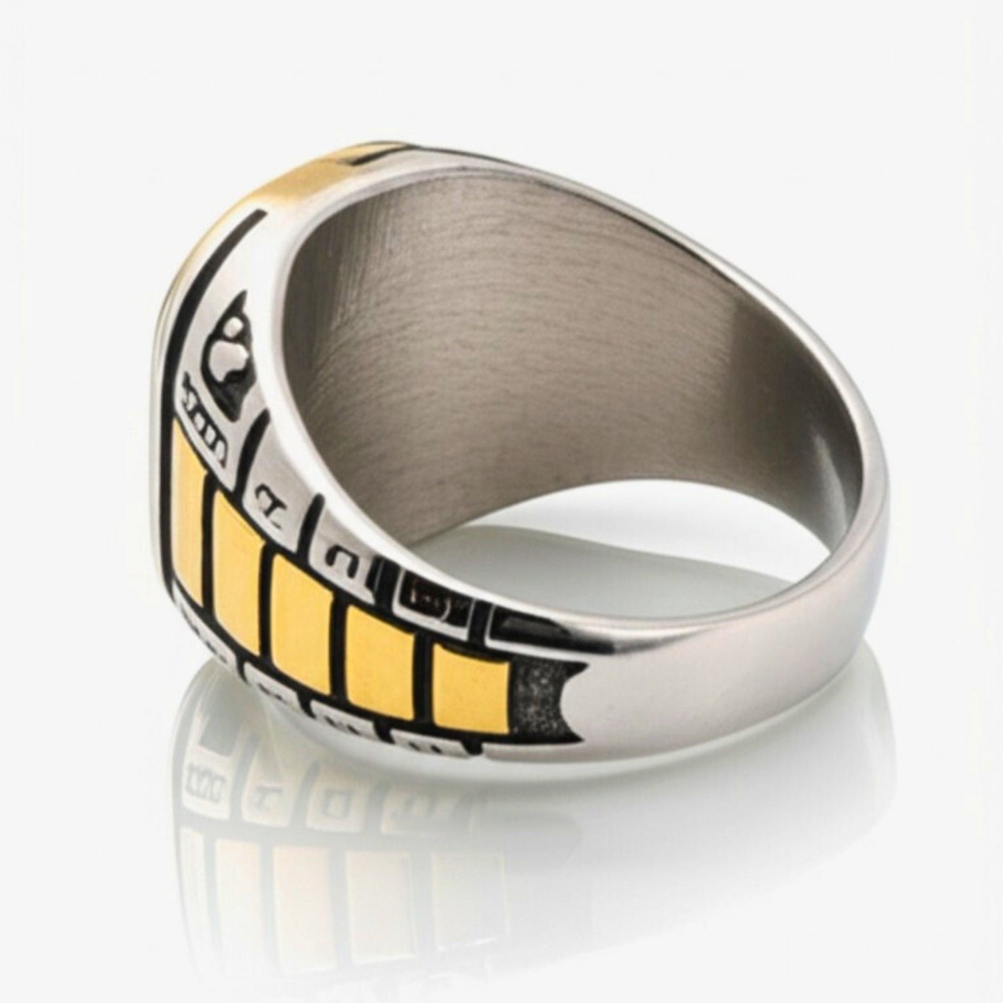 Royal Series - IMPERIUM LEGION RING - Pure Stainless Steel Men’s Steel-Gold-Plated Ring – Statement Luxury Jewelry (Size : 17-22-27) - THE MEN THING