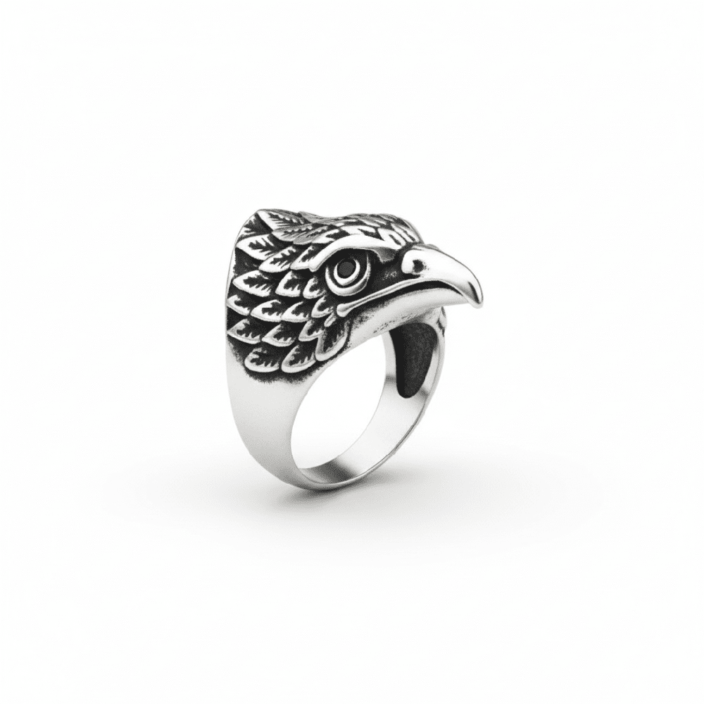 Royal Series - IRON HAWK RING - Pure Stainless Steel Men’s Steel-Plated Ring – Statement Luxury Jewelry (Size :15-18-20-25-26-28-30) - THE MEN THING