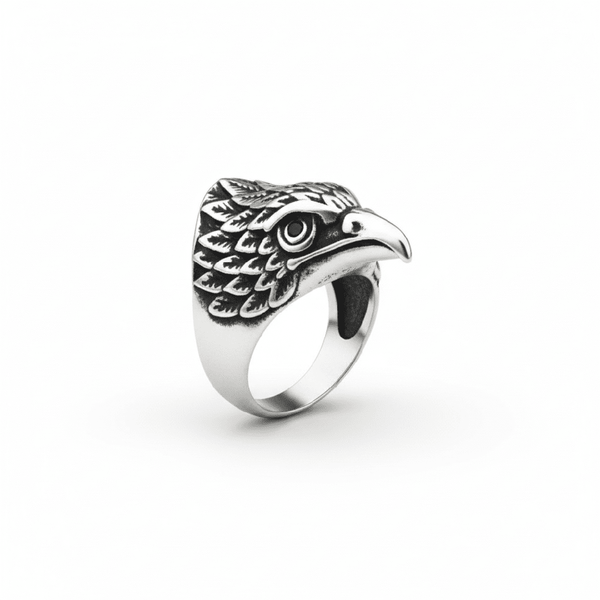 Royal Series - IRON HAWK RING - Pure Stainless Steel Men’s Steel-Plated Ring – Statement Luxury Jewelry (Size :15-18-20-25-26-28-30)