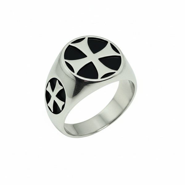 Royal Series - KNIGHT TEMPLAR RING - Pure Stainless Steel Men’s Steel-Plated Ring – Statement Luxury Jewelry (Size : 16-18-21-23-28-31)