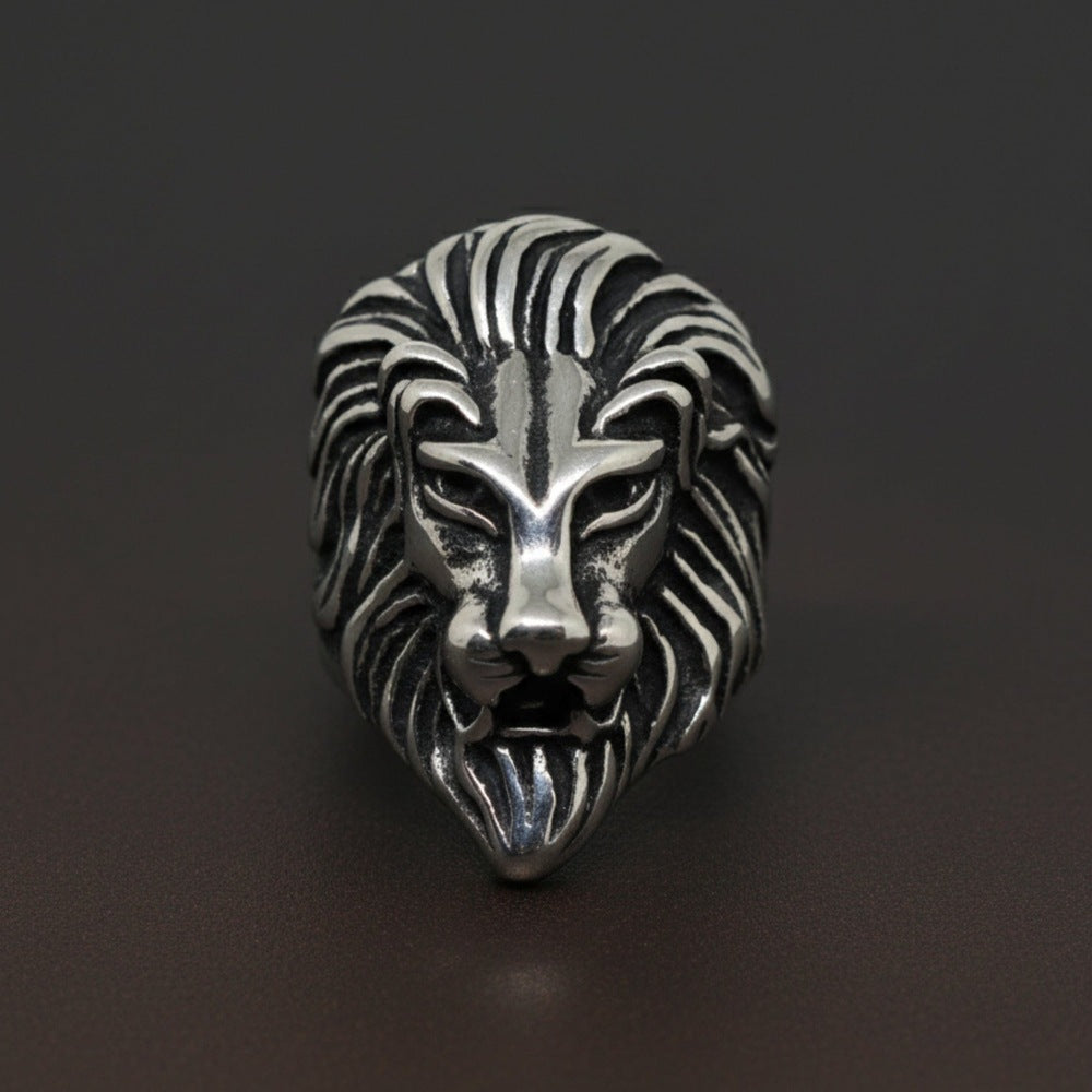 Royal Series - LION KING RING - Pure Stainless Steel Men’s Steel-Plated Ring – Statement Luxury Jewelry (Size : 15-16-18-20-22-23-26-28-30) — Rings for Men | THE MEN THING
