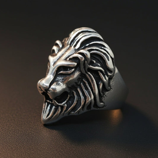 Royal Series - LION KING RING - Pure Stainless Steel Men’s Steel-Plated Ring – Statement Luxury Jewelry (Size : 15-16-18-20-22-23-26-28-30) - THE MEN THING