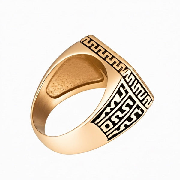 Royal Series - MAZE KING RING - Pure Stainless Steel Men’s Gold-Plated Ring – Statement Luxury Jewelry (Size : 20-24-26)