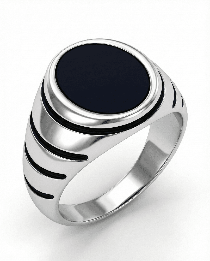 Royal Series - MIDNIGHT CITADEL RING - Pure Stainless Steel Men’s Steel-Plated Ring – Statement Luxury Jewelry (Size : 21-27) - THE MEN THING