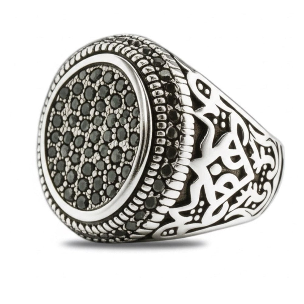 Royal Series - MIDNIGHT CREST RING - Pure Stainless Steel Men’s Steel-Plated Ring – Statement Luxury Jewelry (Size : 16-21-26) - THE MEN THING