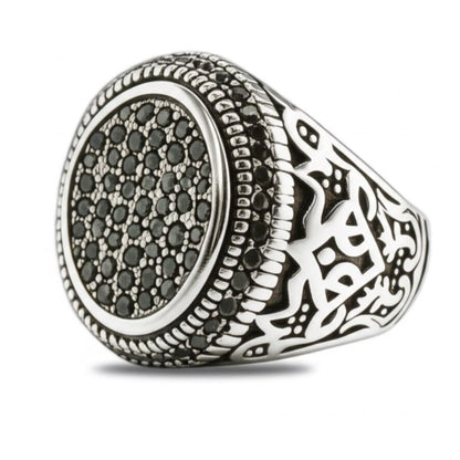 Royal Series - MIDNIGHT CREST RING - Pure Stainless Steel Men’s Steel-Plated Ring – Statement Luxury Jewelry (Size : 16-21-26) - THE MEN THING