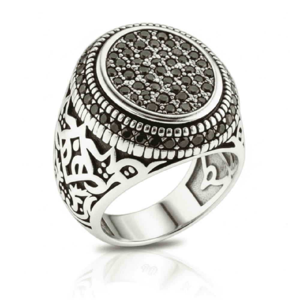 Royal Series - MIDNIGHT CREST RING - Pure Stainless Steel Men’s Steel-Plated Ring – Statement Luxury Jewelry (Size : 16-21-26) - THE MEN THING