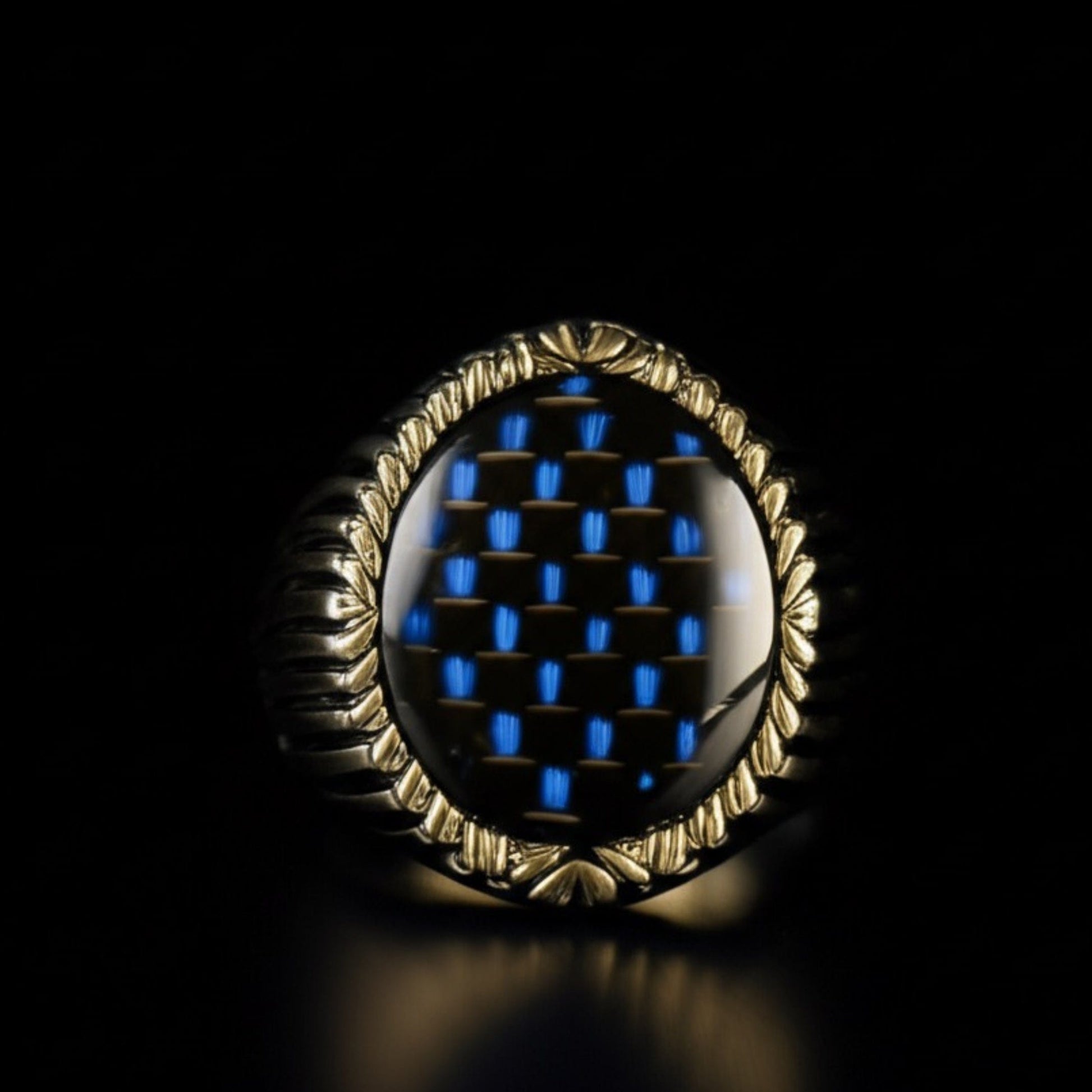 Royal Series - MIDNIGHT MATRIX RING - Pure Stainless Steel Men’s Steel-Gold-Plated Ring – Statement Luxury Jewelry (Size : 16-21-25) - THE MEN THING