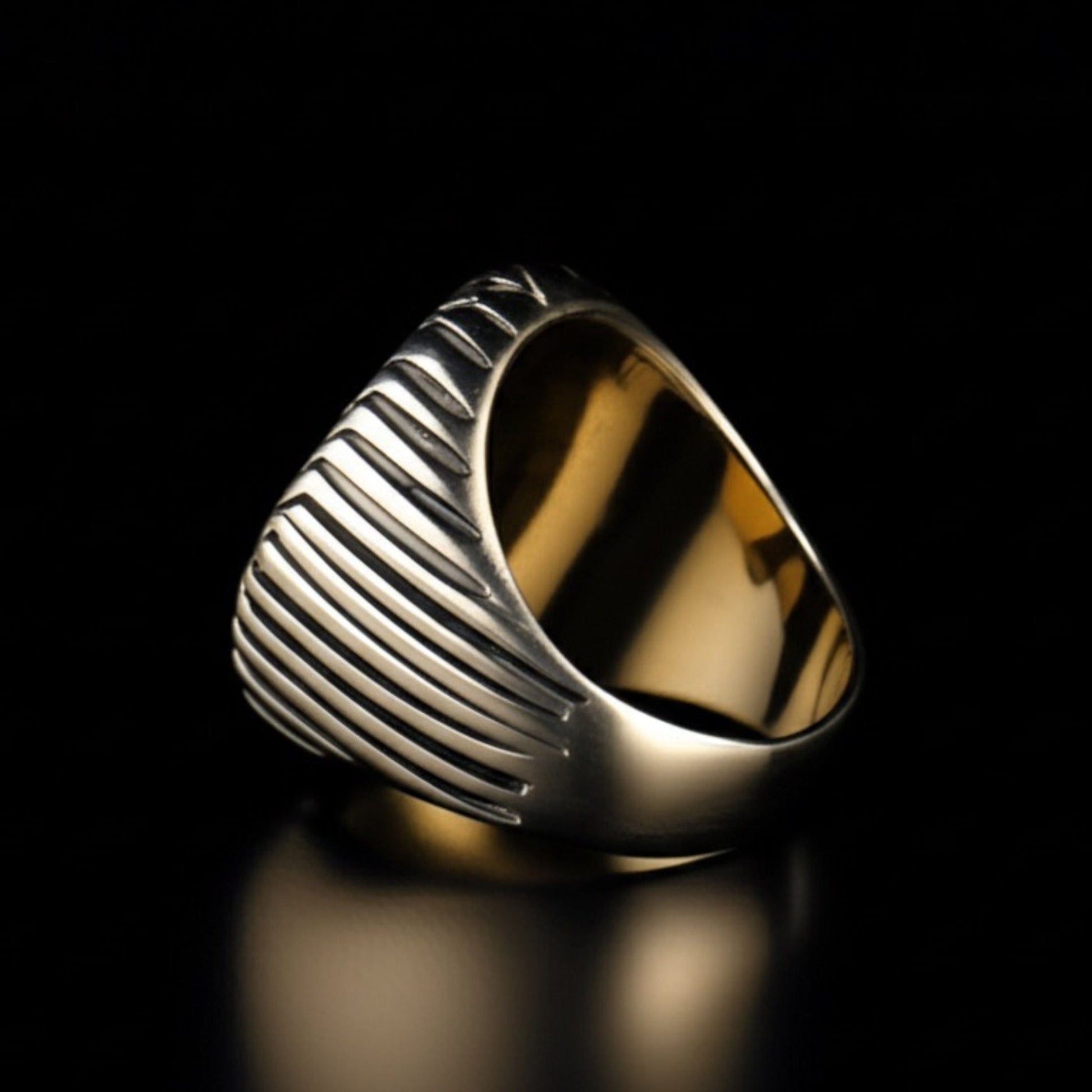 Royal Series - MIDNIGHT MATRIX RING - Pure Stainless Steel Men’s Steel-Gold-Plated Ring – Statement Luxury Jewelry (Size : 16-21-25) - THE MEN THING