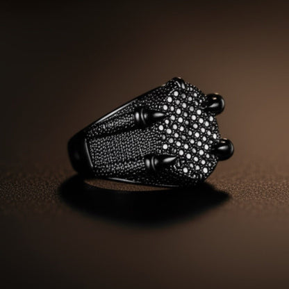 Royal Series - MIDNIGHT TALON RING - Pure Stainless Steel Men’s Black-Plated Ring – Statement Luxury Jewelry (Size : 19-22-24) - THE MEN THING