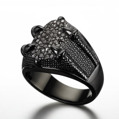 Royal Series - MIDNIGHT TALON RING - Pure Stainless Steel Men’s Black-Plated Ring – Statement Luxury Jewelry (Size : 19-22-24)