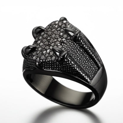 Royal Series - MIDNIGHT TALON RING - Pure Stainless Steel Men’s Black-Plated Ring – Statement Luxury Jewelry (Size : 19-22-24) - THE MEN THING