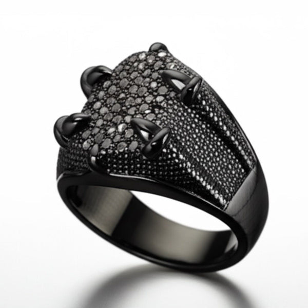 Royal Series - MIDNIGHT TALON RING - Pure Stainless Steel Men’s Black-Plated Ring – Statement Luxury Jewelry (Size : 19-22-24)