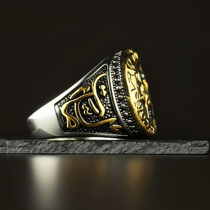 Royal Series - MOONCHANT RING - Pure Stainless Steel Men’s Steel-Gold-Plated Ring – Statement Luxury Jewelry (Size : 19-21-24) — Rings for Men | THE MEN THING