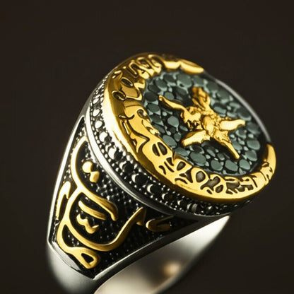 Royal Series - MOONCHANT RING - Pure Stainless Steel Men’s Steel-Gold-Plated Ring – Statement Luxury Jewelry (Size : 19-21-24) — Rings for Men | THE MEN THING