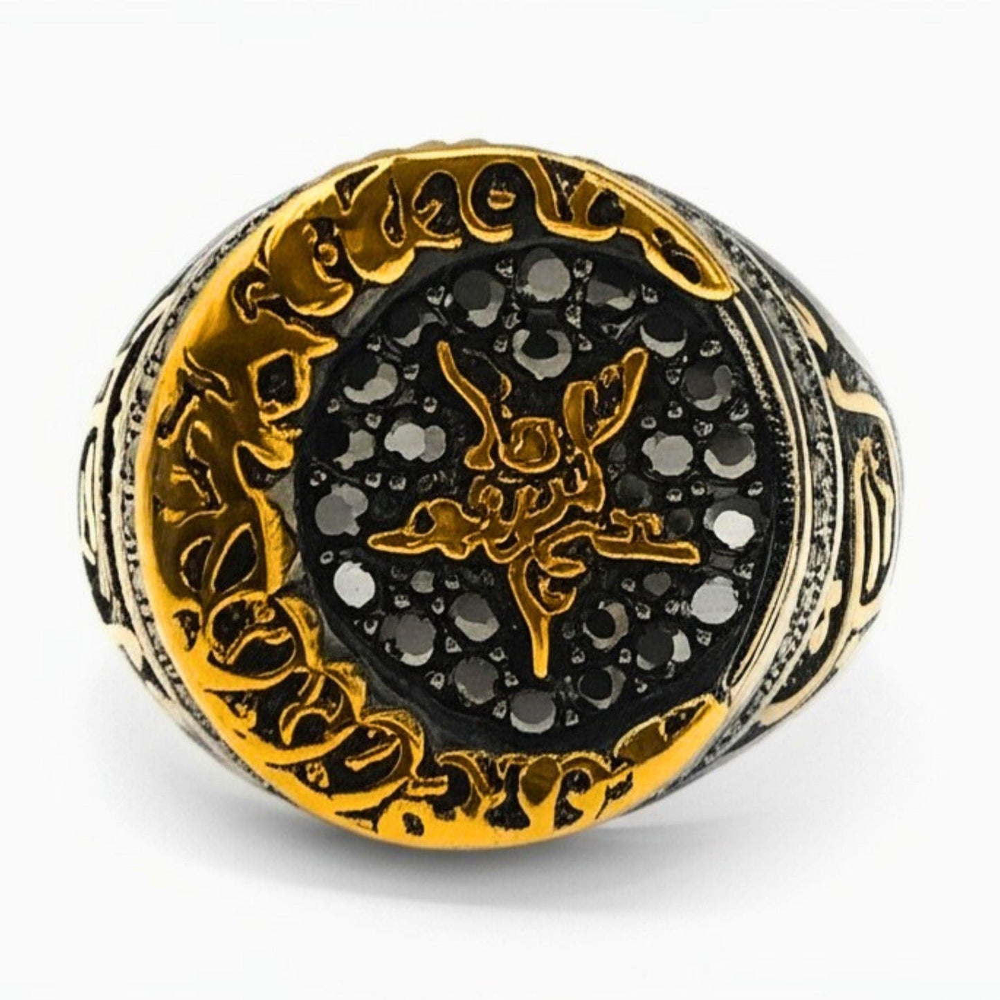 Royal Series - MOONCHANT RING - Pure Stainless Steel Men’s Steel-Gold-Plated Ring – Statement Luxury Jewelry (Size : 19-21-24) — Rings for Men | THE MEN THING