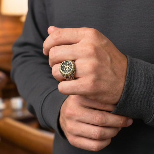 Royal Series - MOONCHANT RING - Pure Stainless Steel Men’s Steel-Gold-Plated Ring – Statement Luxury Jewelry (Size : 19-21-24) — Rings for Men | THE MEN THING