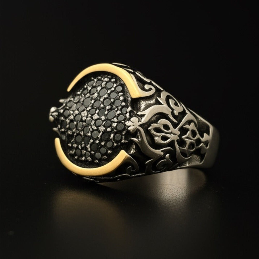 Royal Series - MYSTIC FANG RING - Pure Stainless Steel Men’s Steel-Gold-Plated Ring – Statement Luxury Jewelry (Size : 16-21-27) - THE MEN THING
