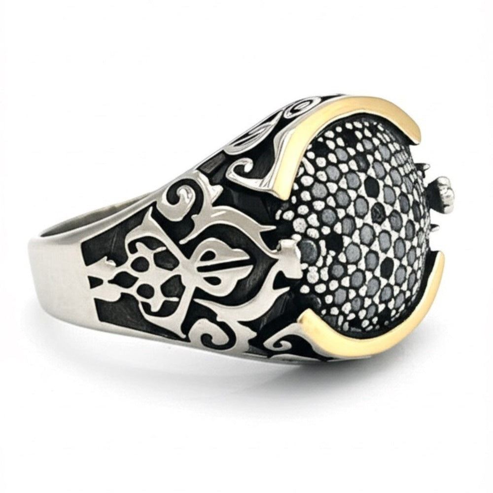 Royal Series - MYSTIC FANG RING - Pure Stainless Steel Men’s Steel-Gold-Plated Ring – Statement Luxury Jewelry (Size : 16-21-27) - THE MEN THING